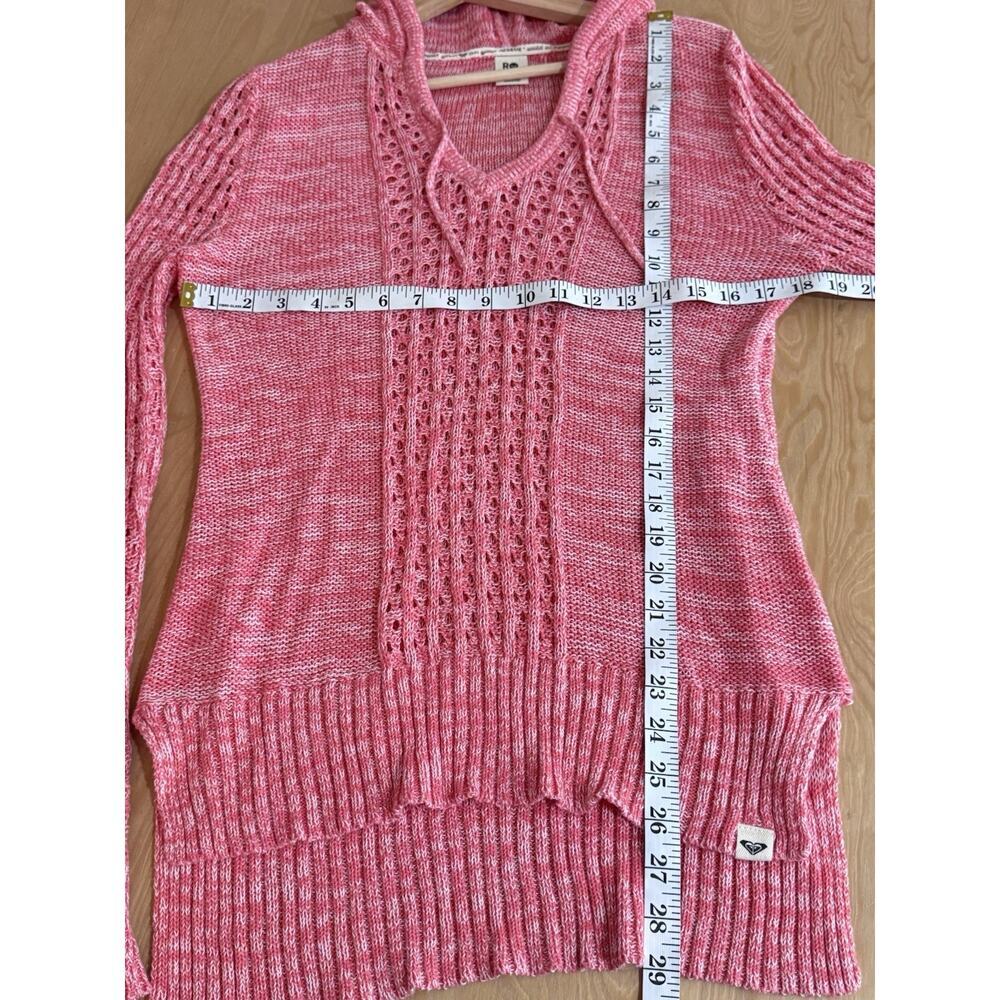 Roxy Womens Hoodie Sweater Open Knit Crochet Pink Beach Boho Large - Picture 7 of 7